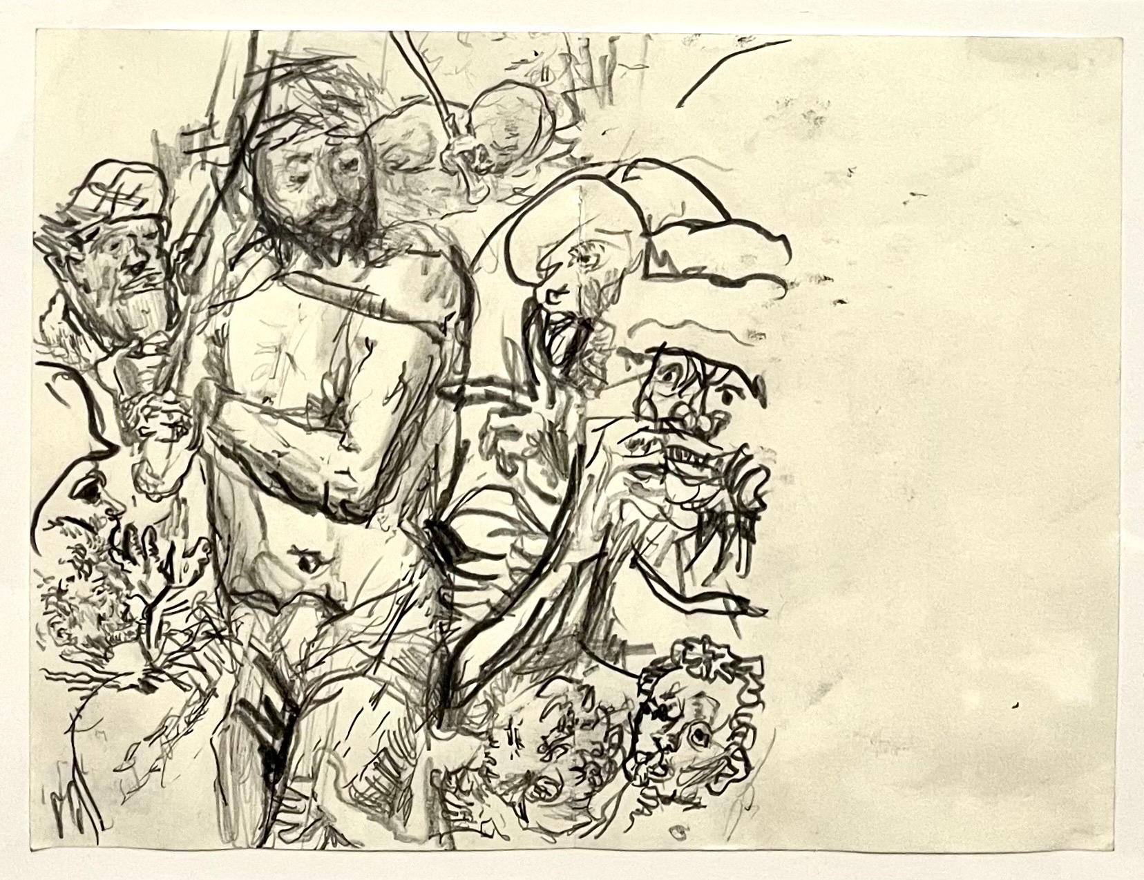 Disegno a matita a colori del neo espressionista tedesco Erwin Pfrang