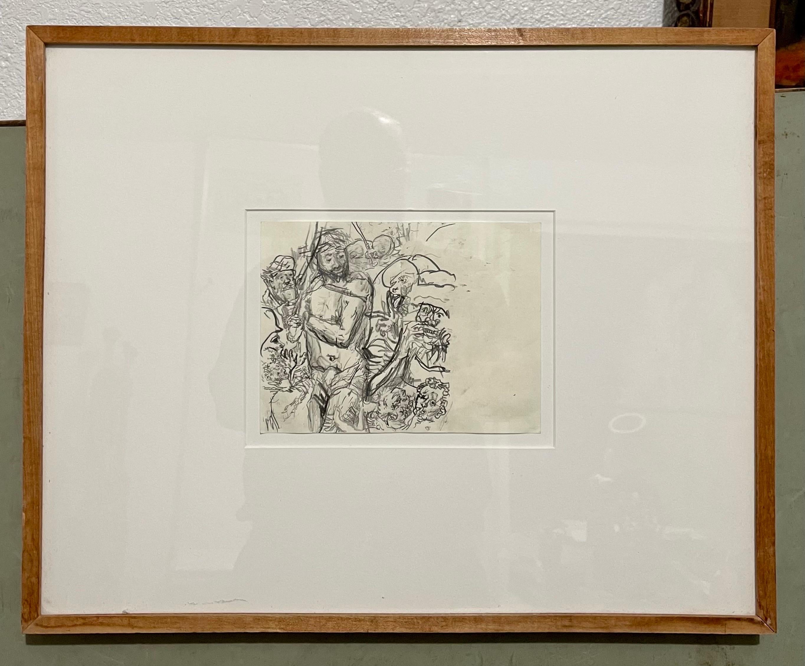 German Neo Expressionist Color Pencil Drawing Erwin Pfrang For Sale 2