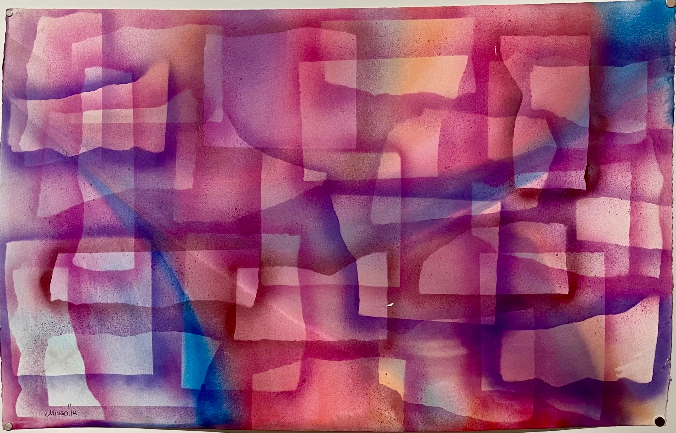 Dom Mingolla Abstract Painting – Großes abstrakt-expressionistisches Aquarell-Farbfeldgemälde im Stil von Paul Jenkins