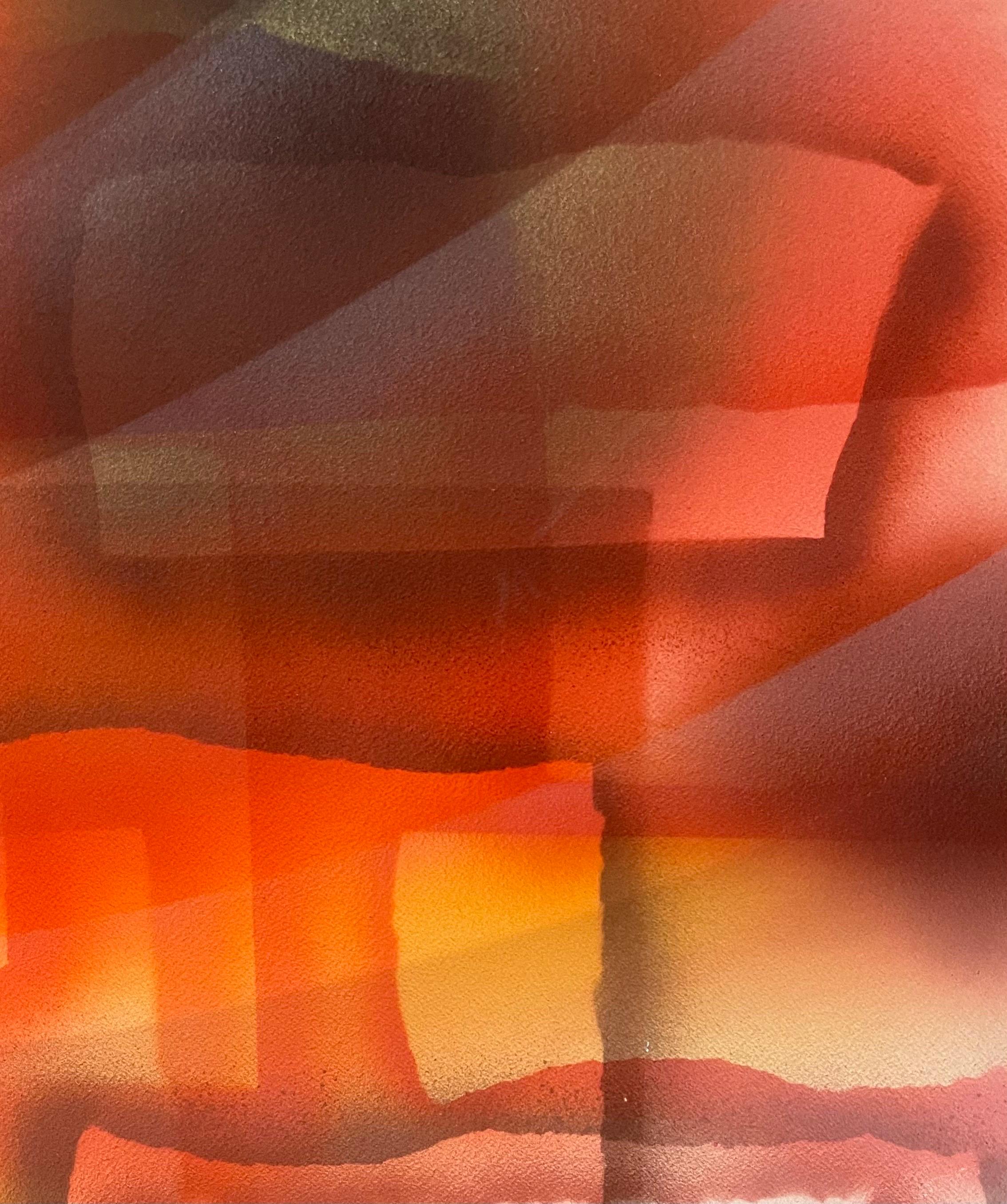 Grande peinture expressionniste abstraite à l'aquarelle, champ de couleur, style Paul Jenkins - Abstrait Painting par Dom Mingolla