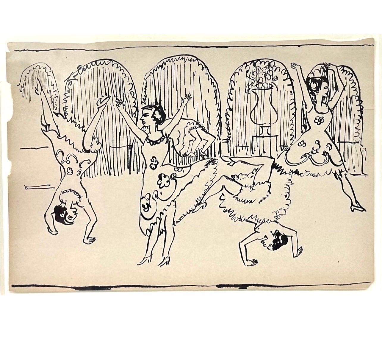 Original Deutsche expressionistische Zeichnung des Expressionismus Ernst Ludwig Kirchner, Damen tanzend  im Angebot 1