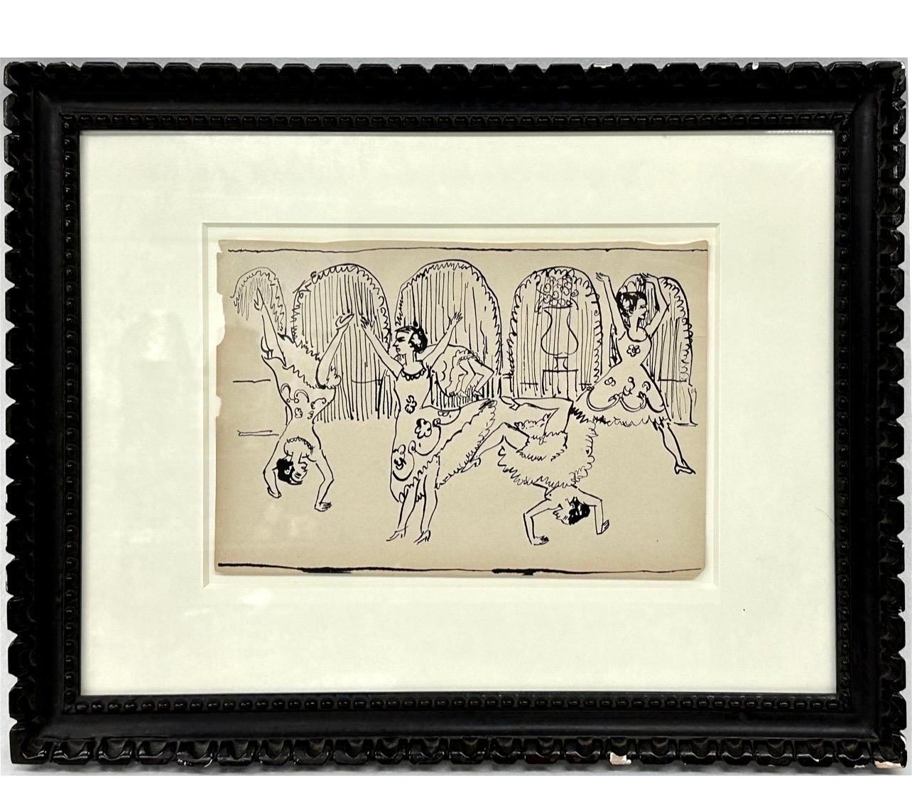 Original Deutsche expressionistische Zeichnung des Expressionismus Ernst Ludwig Kirchner, Damen tanzend 