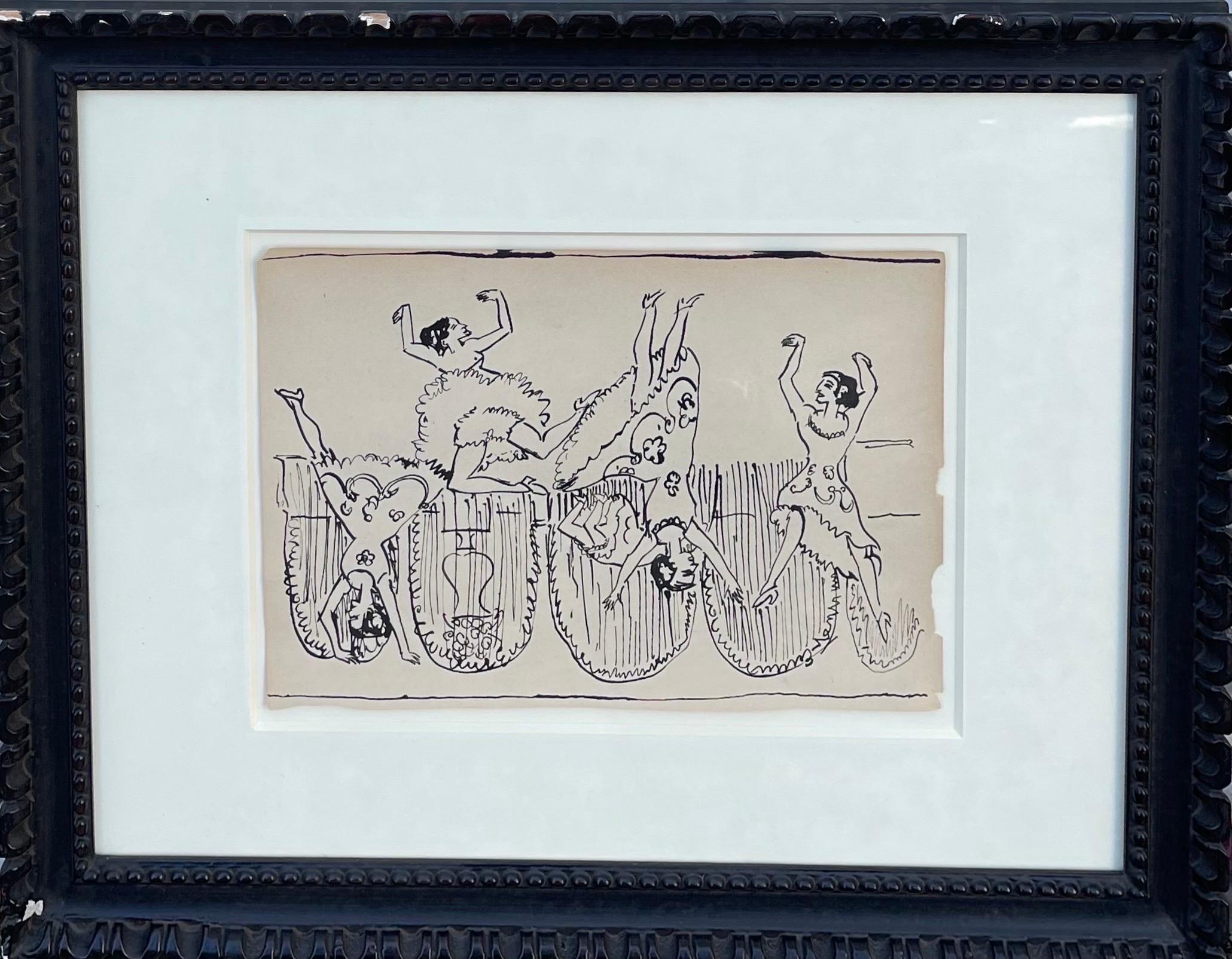 Original Deutsche expressionistische Zeichnung des Expressionismus Ernst Ludwig Kirchner, Damen tanzend  im Angebot 2