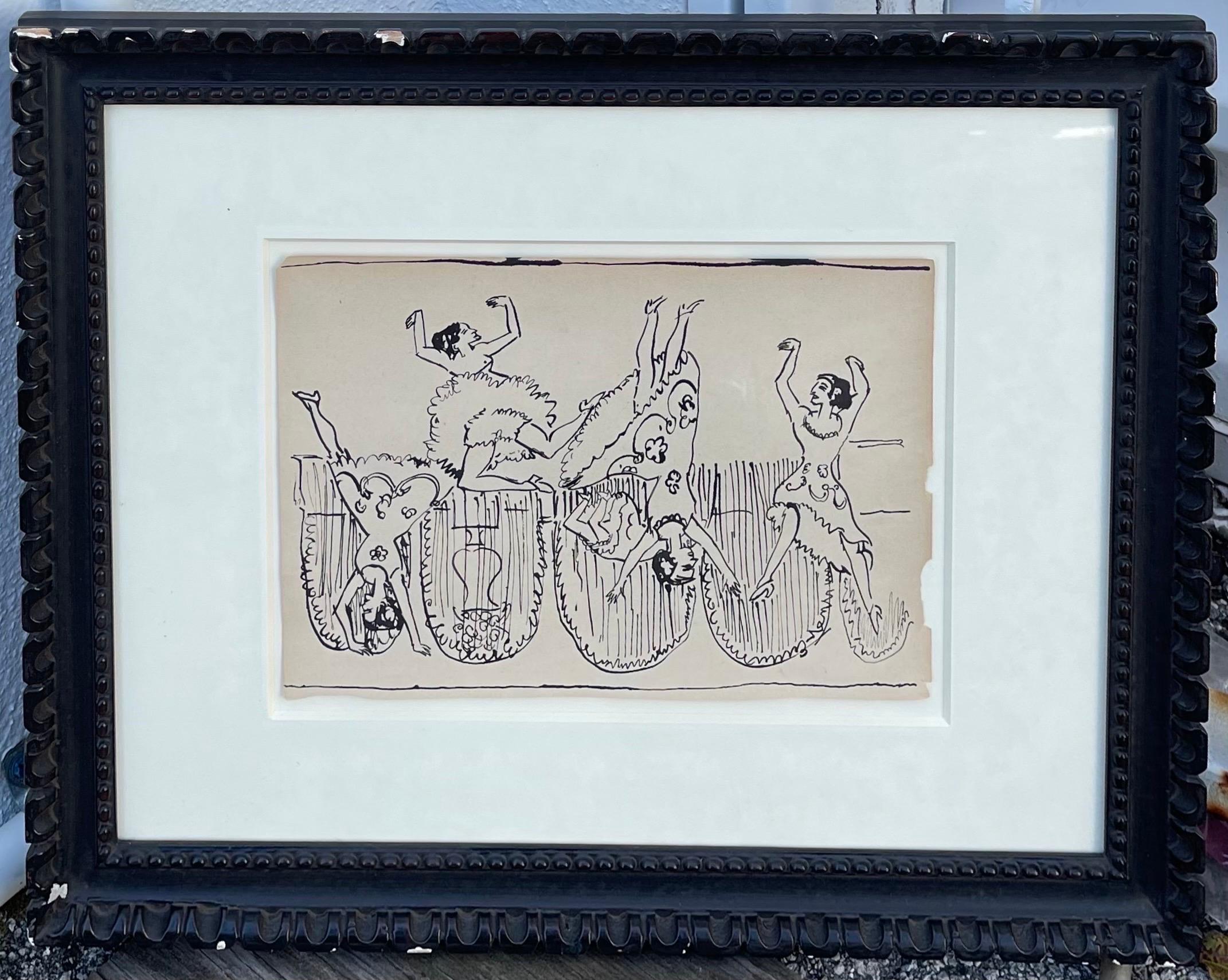 Original Deutsche expressionistische Zeichnung des Expressionismus Ernst Ludwig Kirchner, Damen tanzend  im Angebot 6