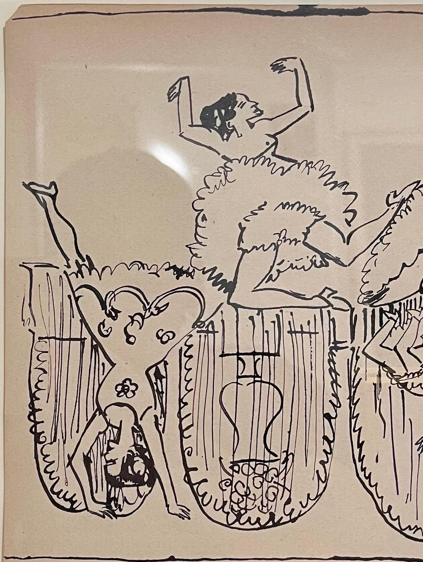 Original German Expressionist Drawing Ernst Ludwig Kirchner Women Dancing  For Sale 14
