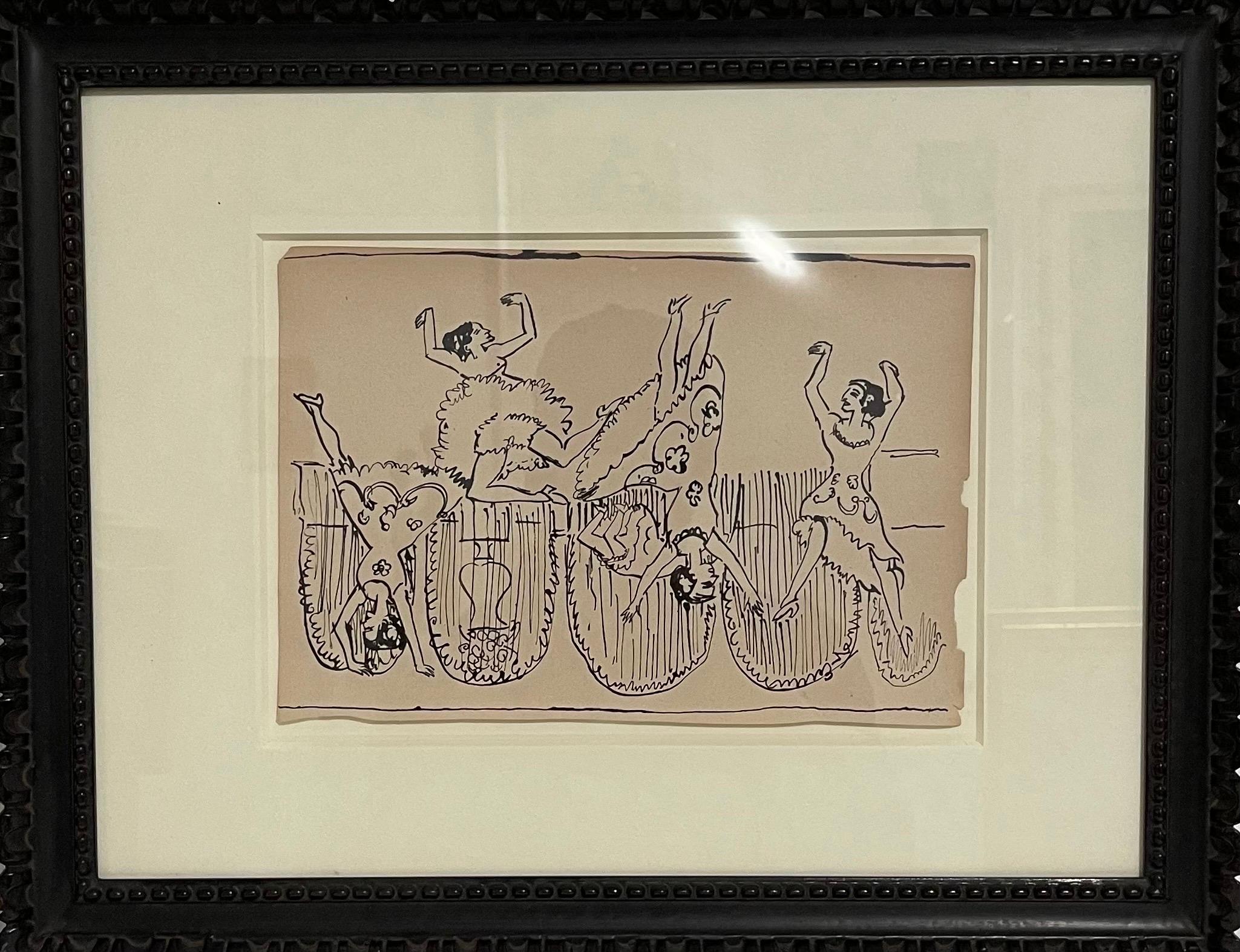 Original German Expressionist Drawing Ernst Ludwig Kirchner Women Dancing  For Sale 14