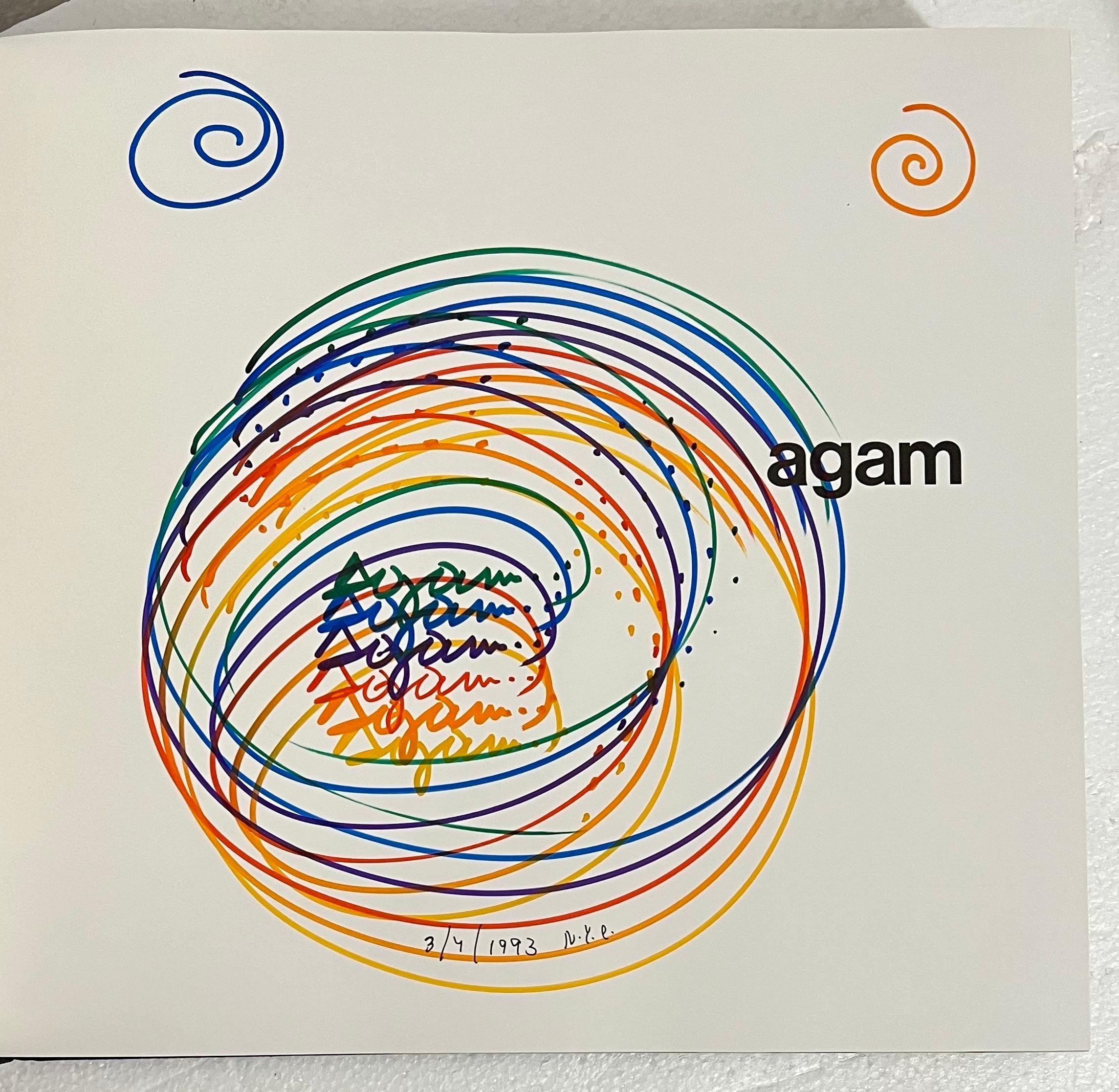 Agam Original Marker Drawing Colorful Spirals Hand Signed Israeli Kinetic Op Art For Sale 4