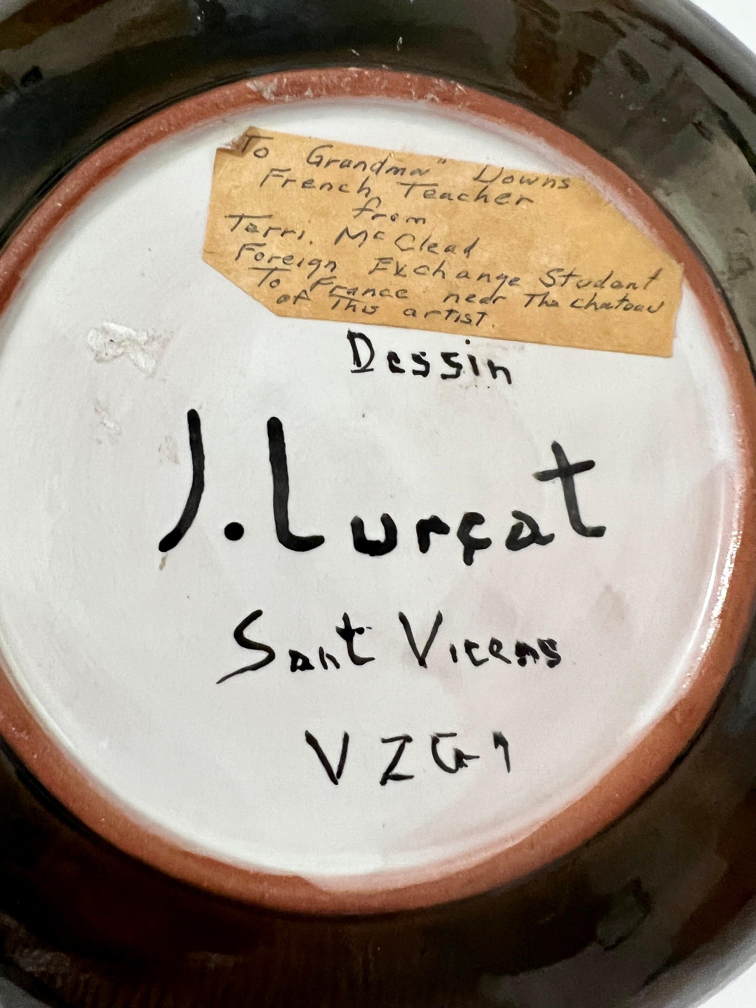 Vintage French Modernist Jean Lurcat Glazed Ceramic Art Plate Sant-Vicens France 5