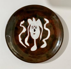 Vintage French Modernist Jean Lurcat Glazed Ceramic Art Plate Sant-Vicens France