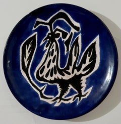 Plato de cerámica esmaltada de arte modernista francés vintage Jean Lurcat Sant-Vicens Francia