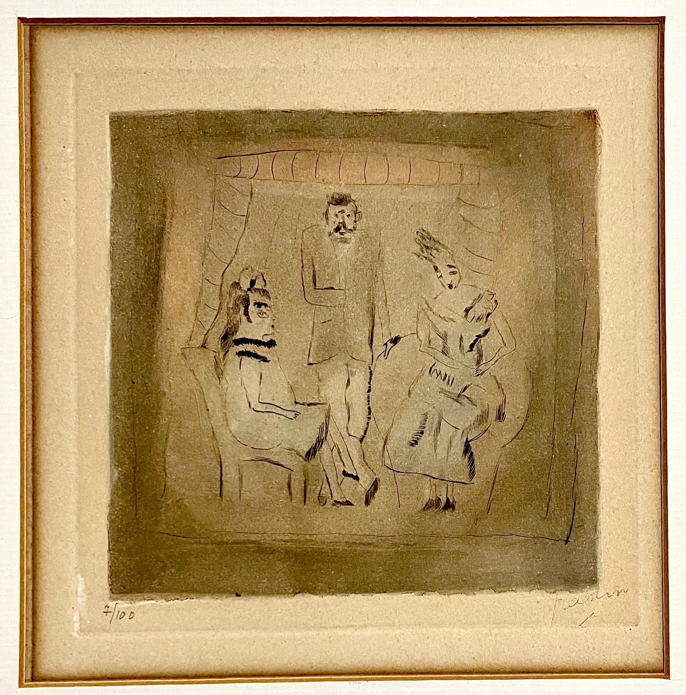 
Genre: German Expressionist
Subject: Three Noble figures, Noblesse
Medium: etching, watercolor paint (I have seen this described as an aquatint and have seen this without color, so i am assuming it is watercolor paint applied to it)
Surface: