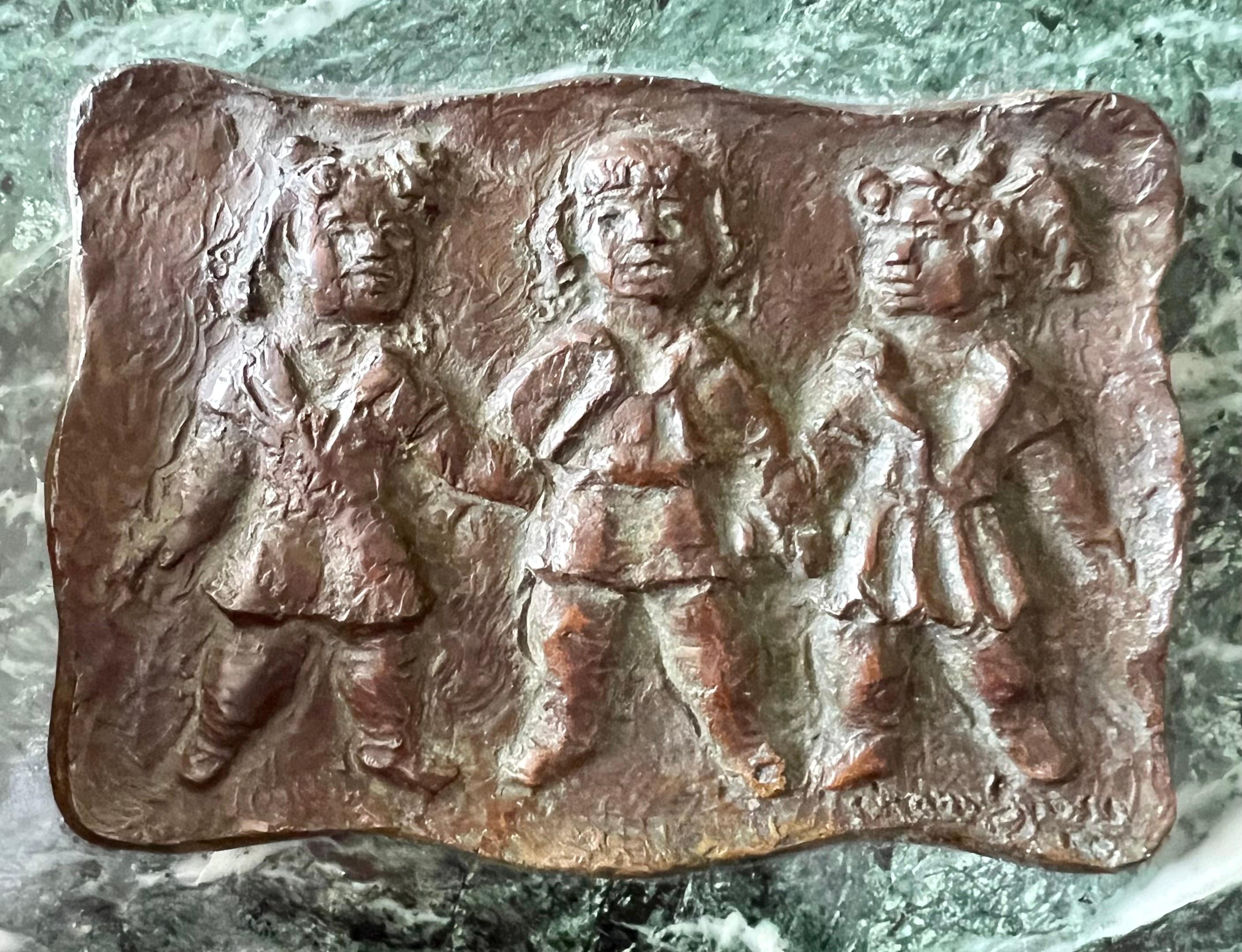 Three Girls Bronze Relief Sculpture Plaque Chaim Gross Modernist WPA Era Artist For Sale 3