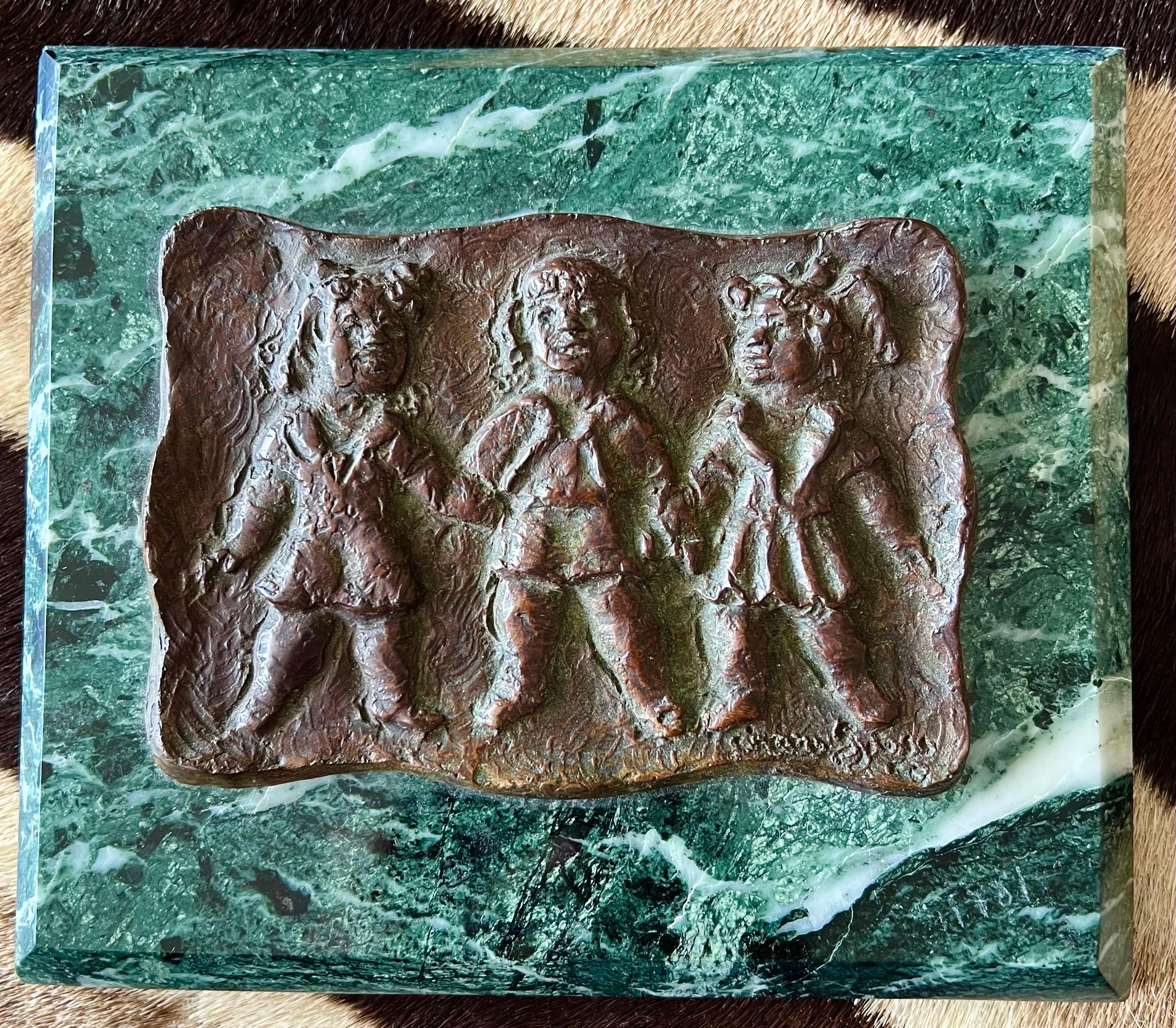 Three Girls Bronze Relief Sculpture Plaque Chaim Gross Modernist WPA Era Artist For Sale 7