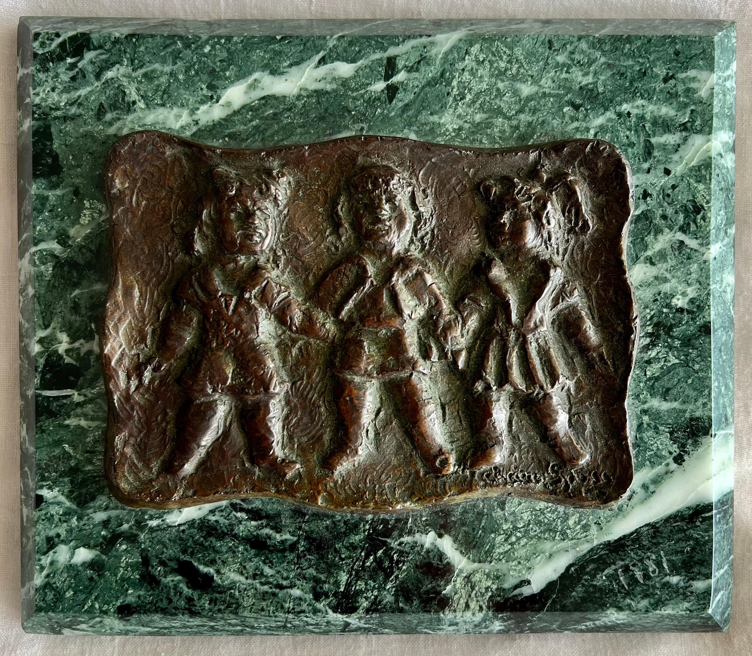 Three Girls Bronze Relief Sculpture Plaque Chaim Gross Modernist WPA Era Artist For Sale 12