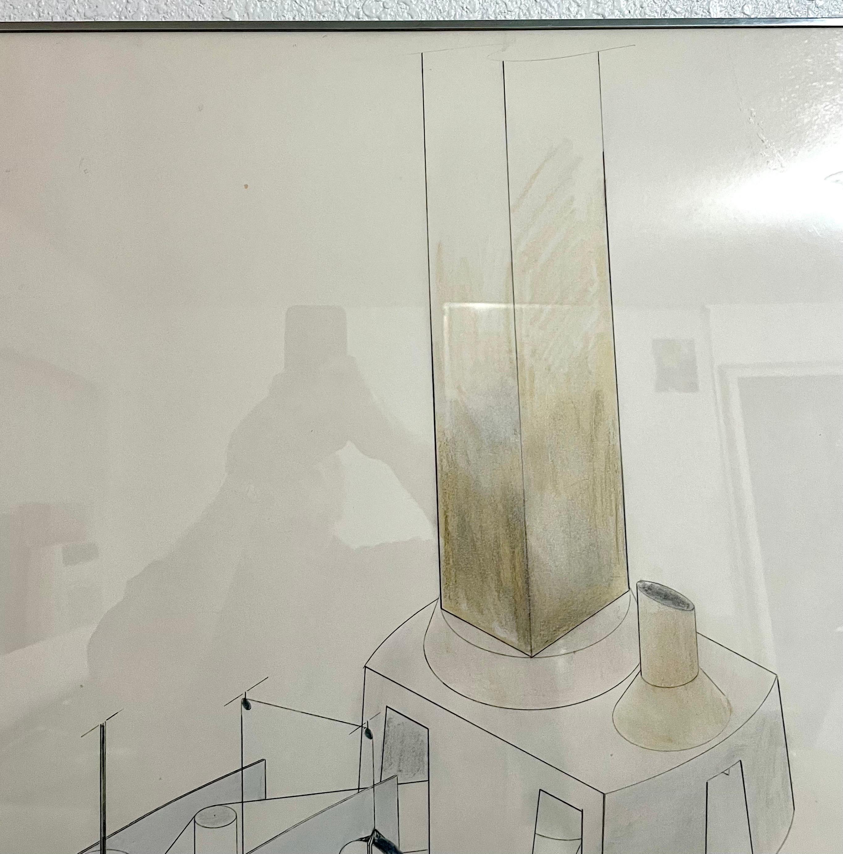 Dennis Oppenheim Large Abstract Conceptual Sculpture Drawing for Ace Gallery LA For Sale 2