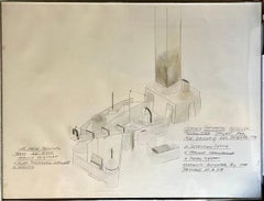 Vintage Dennis Oppenheim Large Abstract Conceptual Sculpture Drawing for Ace Gallery LA