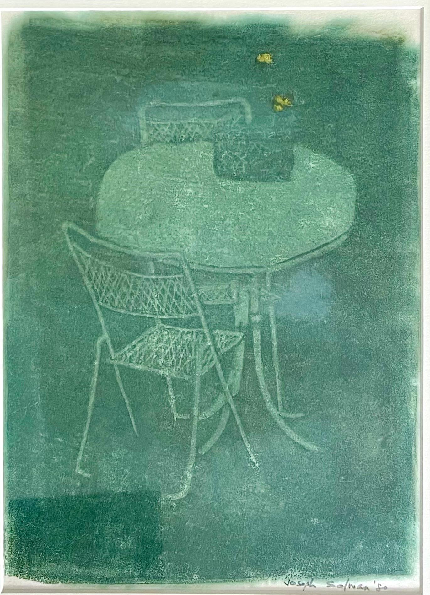 Chaise de Table de Scène de Jardin Imprimée Monotype Joseph Solman American Art WPA en vente 4