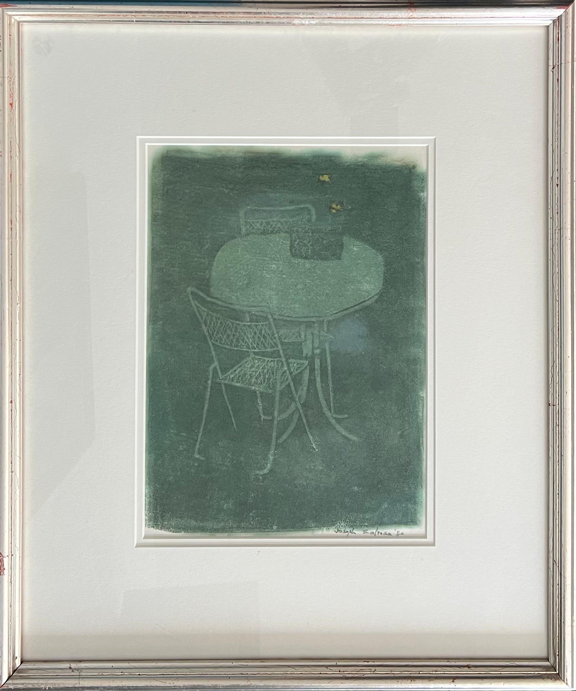 Chaise de Table de Scène de Jardin Imprimée Monotype Joseph Solman American Art WPA en vente 5