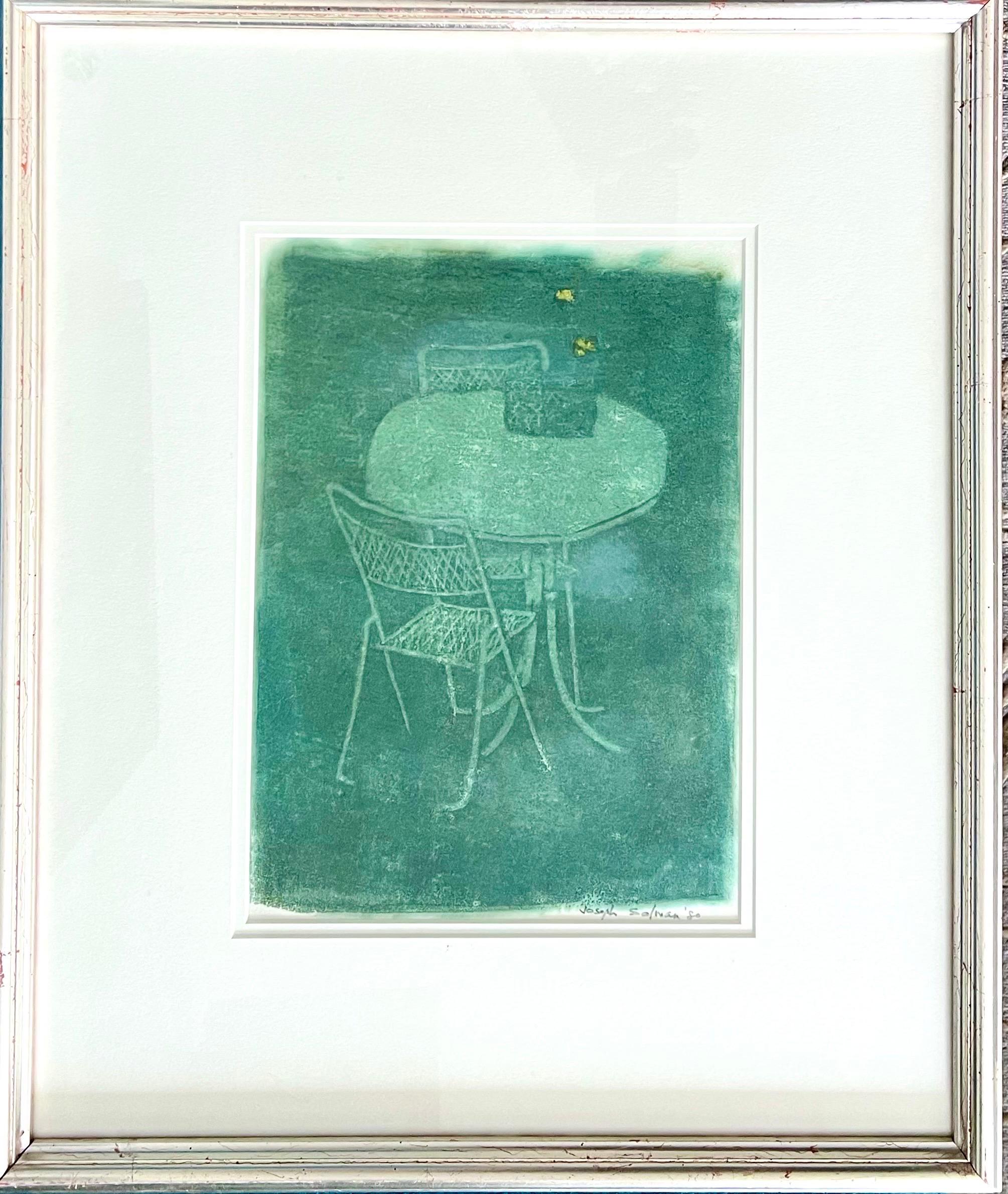 Chaise de Table de Scène de Jardin Imprimée Monotype Joseph Solman American Art WPA en vente 6