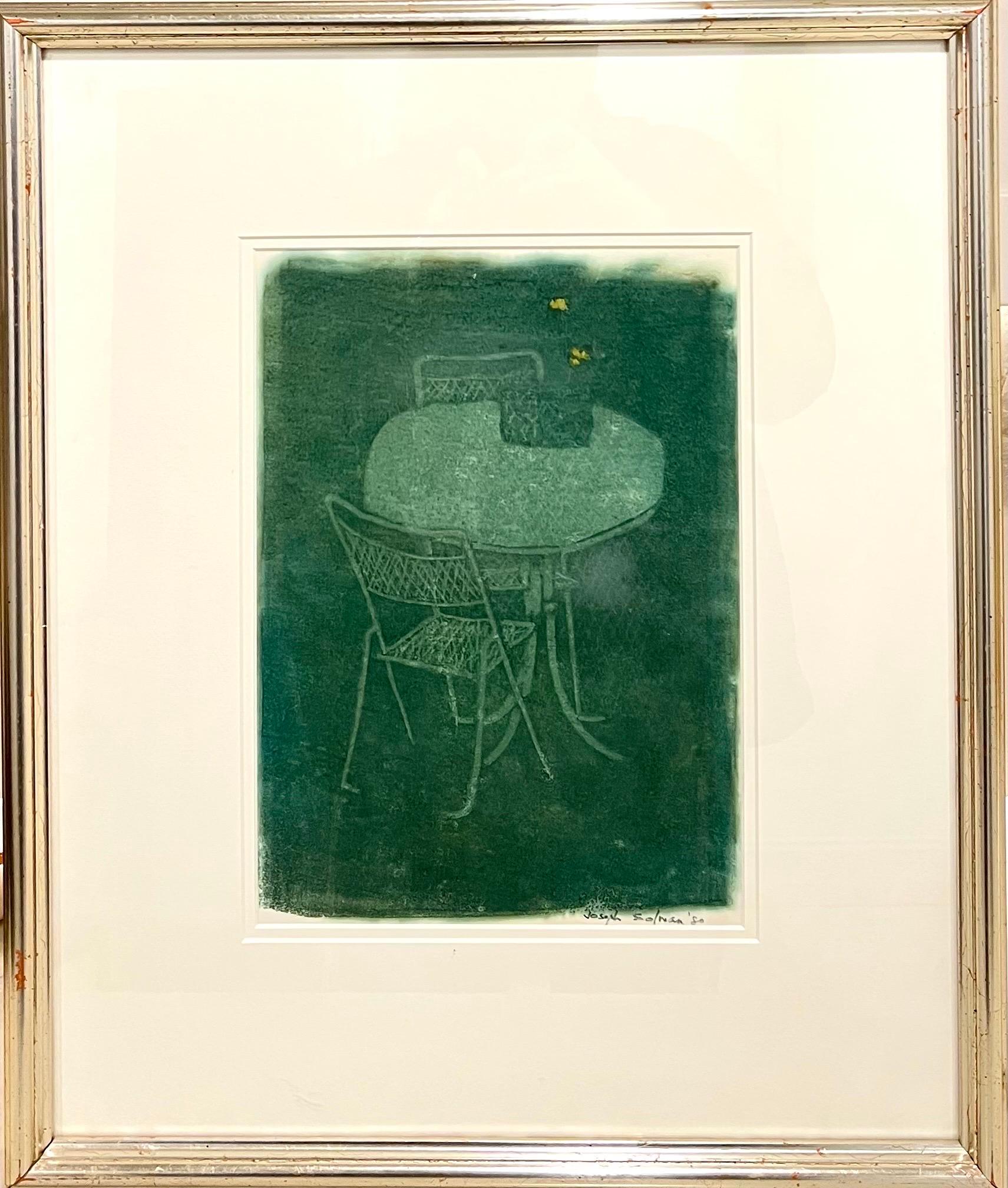 Chaise de Table de Scène de Jardin Imprimée Monotype Joseph Solman American Art WPA en vente 7
