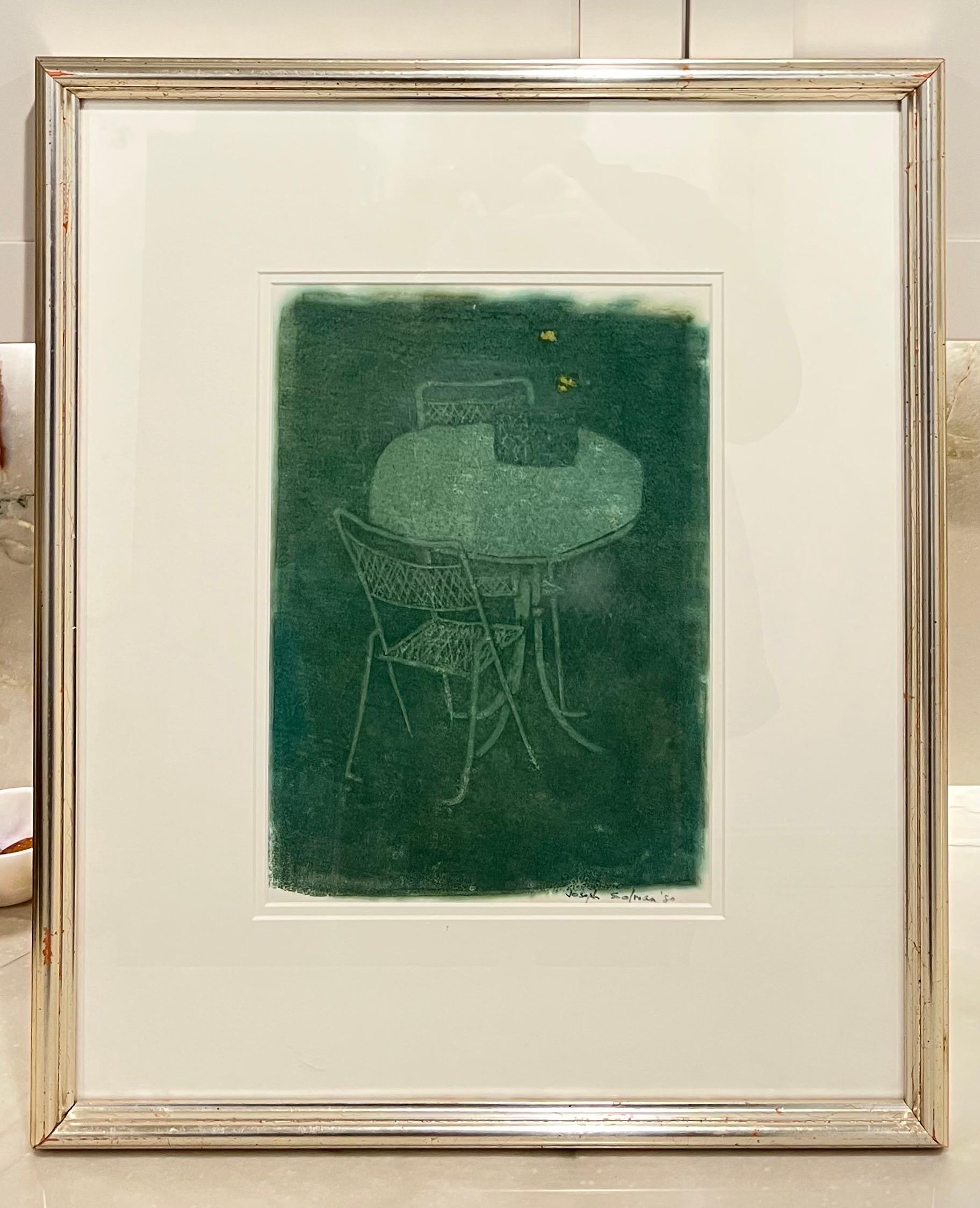 Chaise de Table de Scène de Jardin Imprimée Monotype Joseph Solman American Art WPA en vente 8