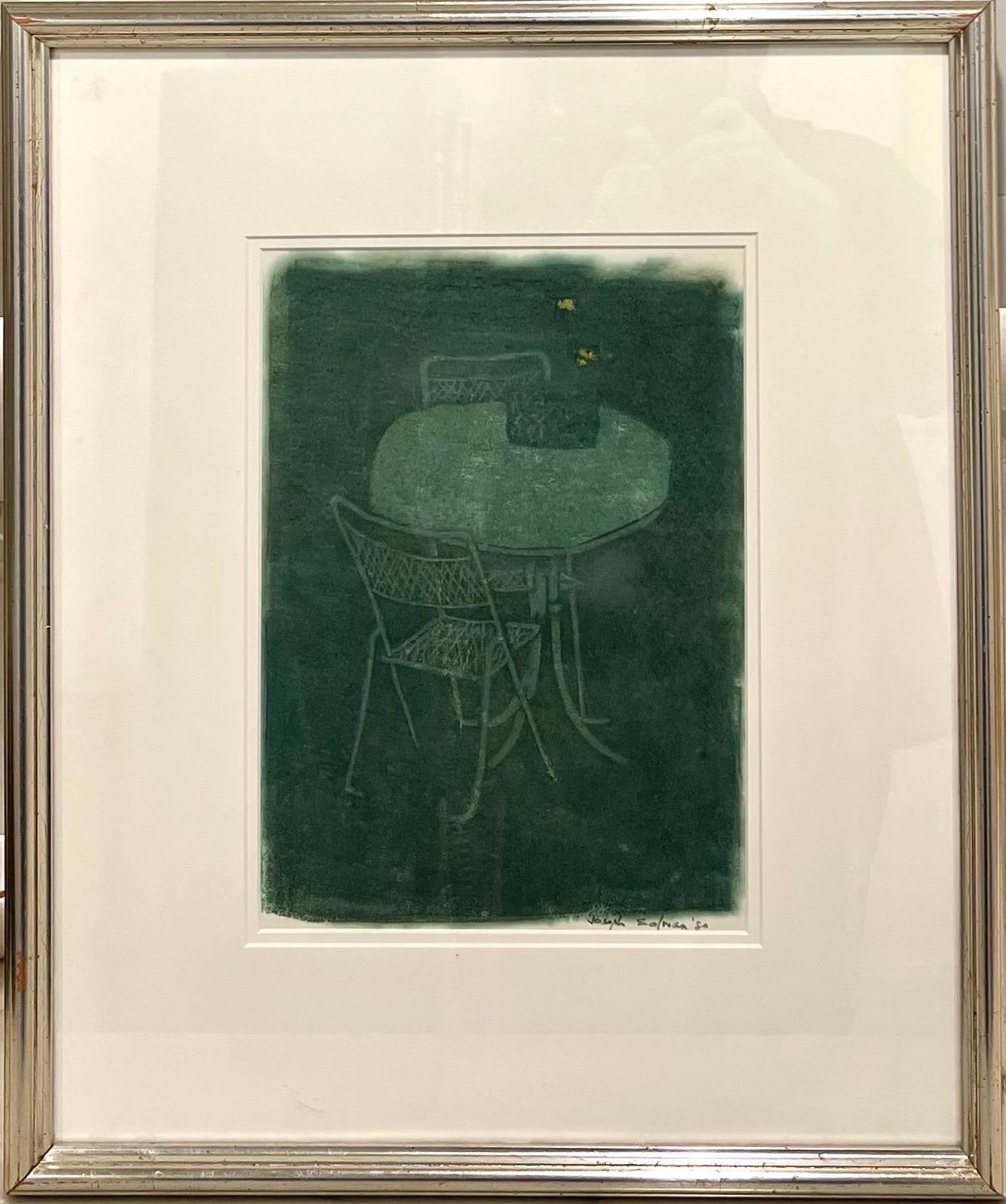Chaise de Table de Scène de Jardin Imprimée Monotype Joseph Solman American Art WPA en vente 9