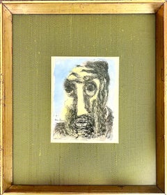 Ben ZIon Expressionist Judaica Rabbi Watercolor Painting Jewish Modernist WPA