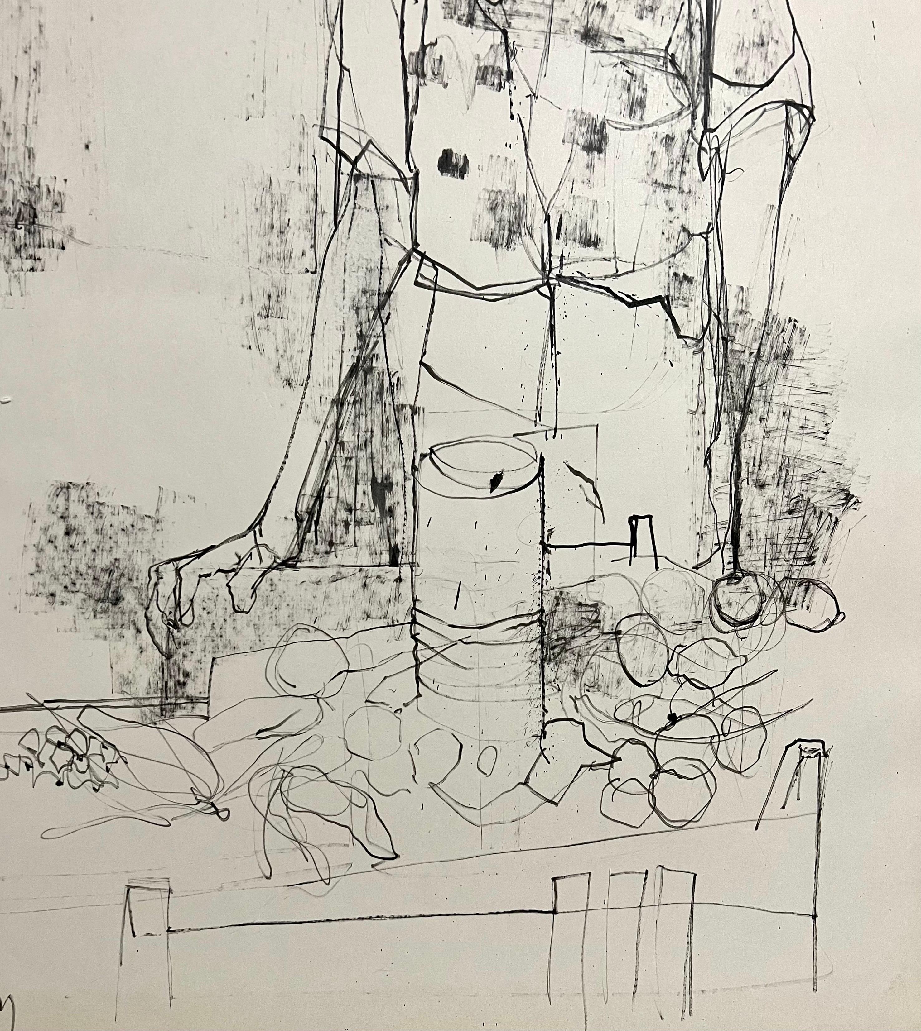 Large Drawing of Boy by French Armenian Modernist Jean Jansem Ecole De Paris Art For Sale 6