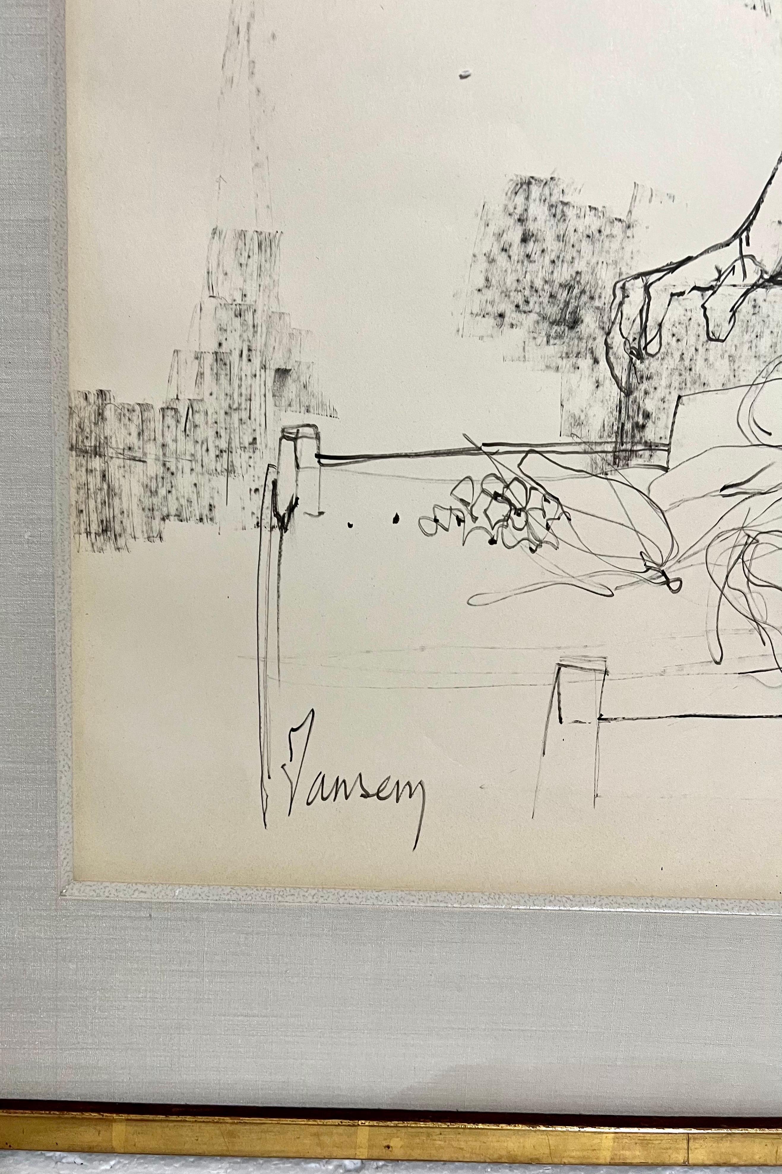 Große Zeichnung eines Jungen des französischen armenischen Modernisten Jean Jansem Ecole De Paris Art im Angebot 7