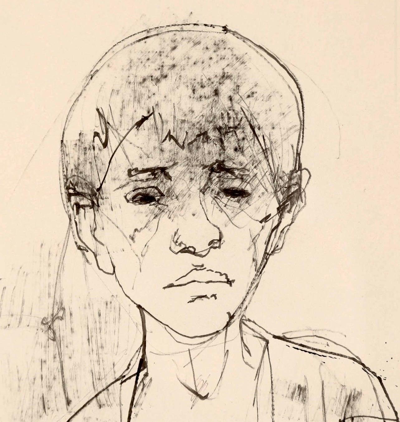 Große Zeichnung eines Jungen des französischen armenischen Modernisten Jean Jansem Ecole De Paris Art im Angebot 2