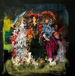 Peinture à l'huile expressionniste abstraite gestuelle des femmes figurant Anthony Triano