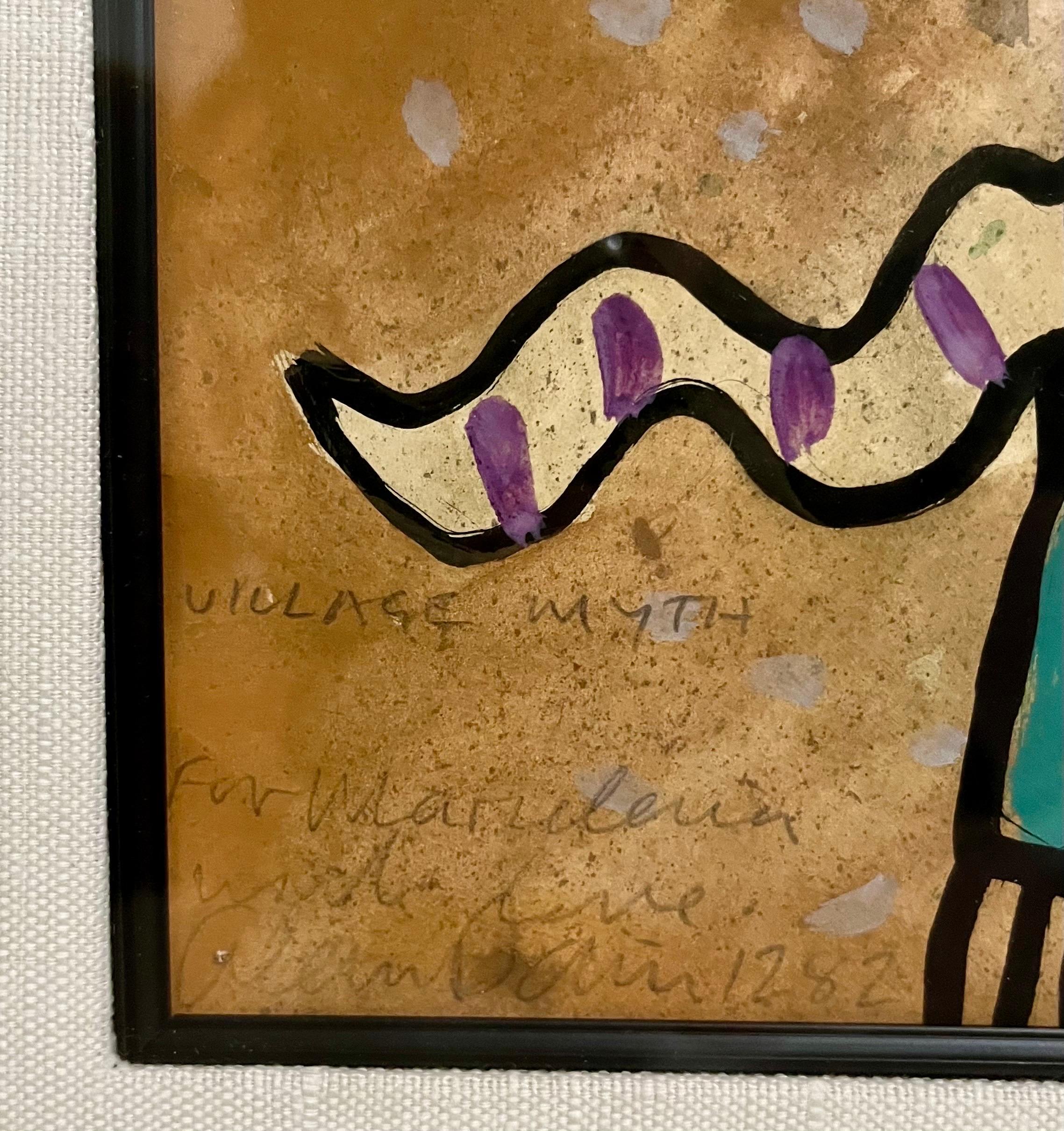 Leuchtend lebhaftes schottisches farbenfrohes, surrealistisches, britisches Pop-Art- Village-Gemälde von Alan Davie im Angebot 3