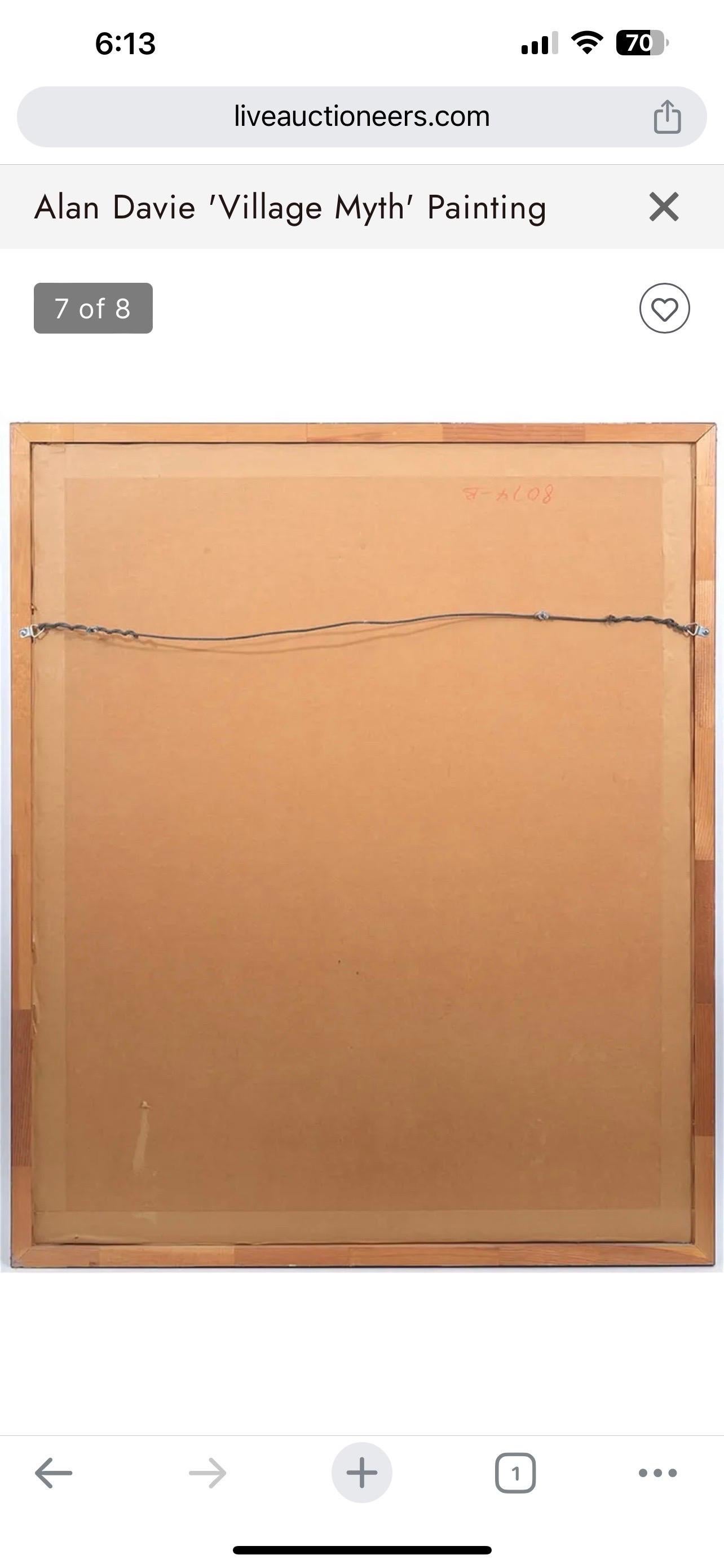 Leuchtend lebhaftes schottisches farbenfrohes, surrealistisches, britisches Pop-Art- Village-Gemälde von Alan Davie im Angebot 12