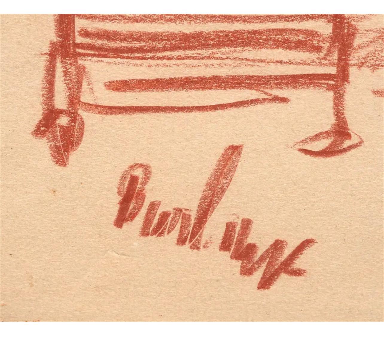 Disegno modernista a pastello Conte Scena di spiaggia David Burliuk Futurista russo in vendita 3