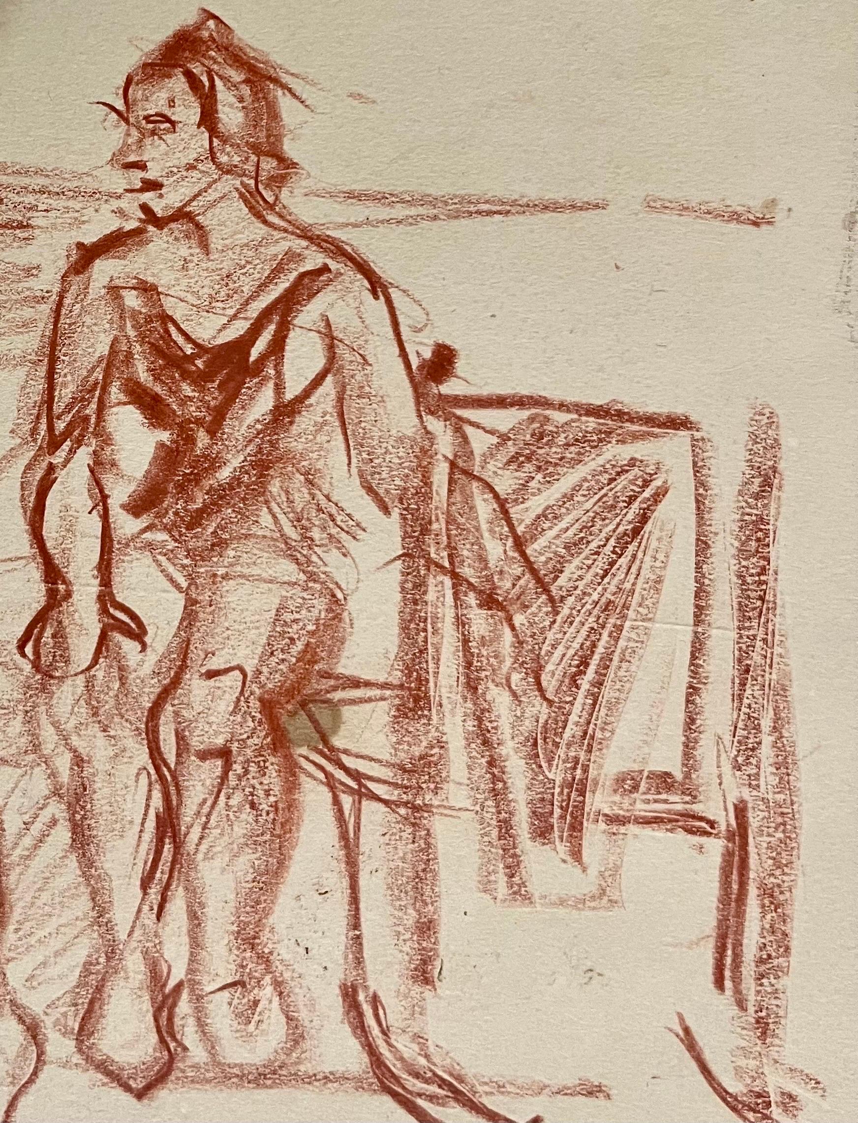 Disegno modernista a pastello Conte Scena di spiaggia David Burliuk Futurista russo in vendita 2