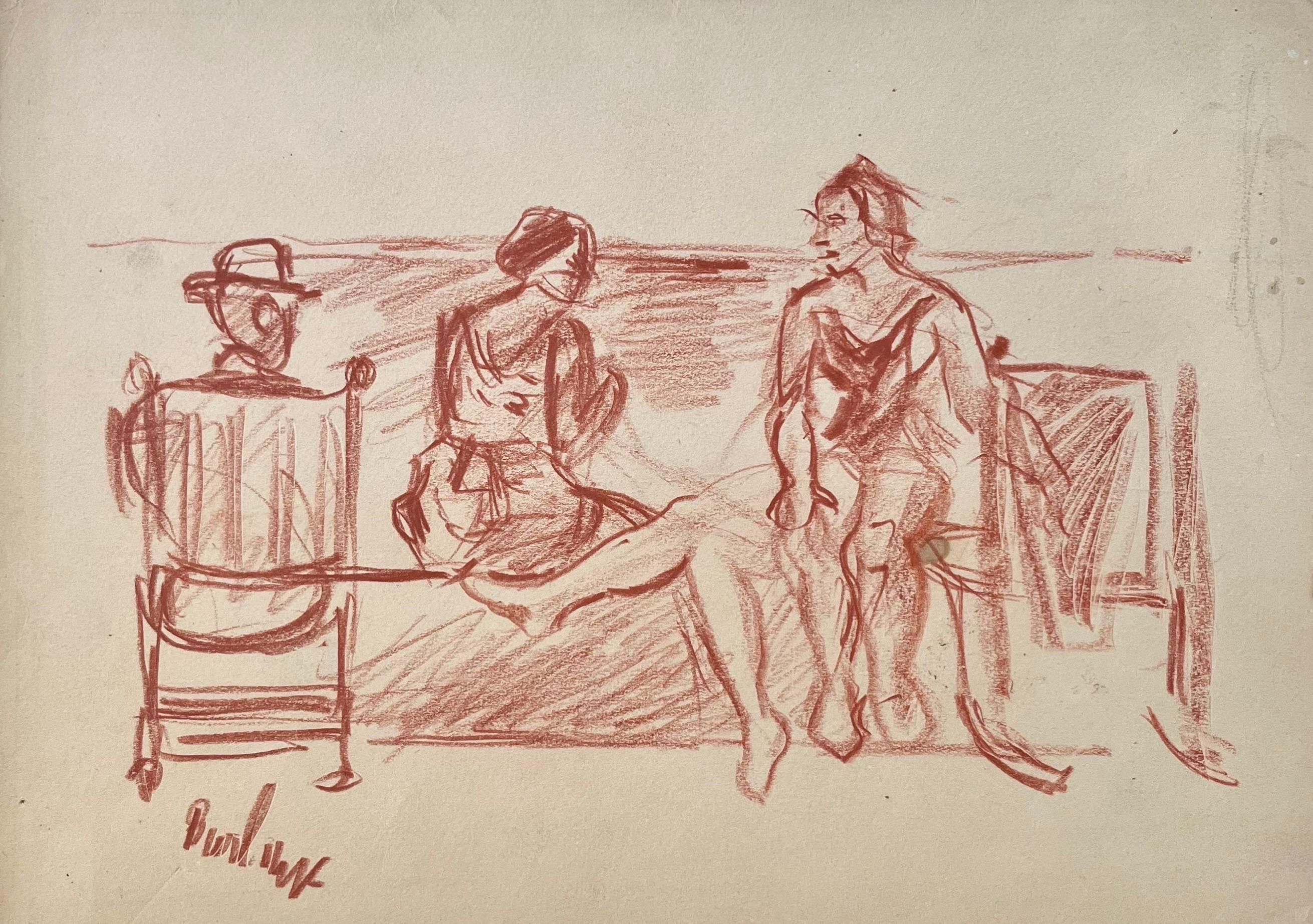 Disegno modernista a pastello Conte Scena di spiaggia David Burliuk Futurista russo in vendita 4