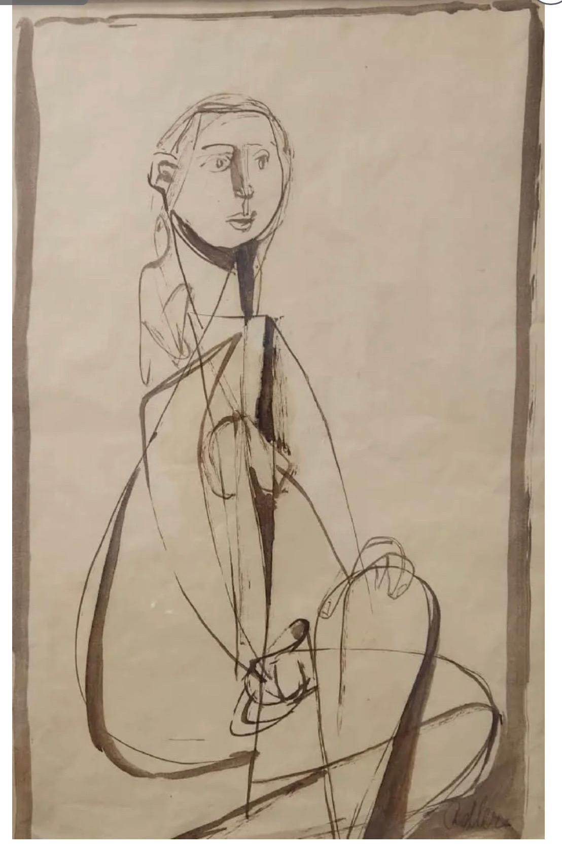 Dessin moderniste de Jankel Adler pour l'École de Paris en vente 2
