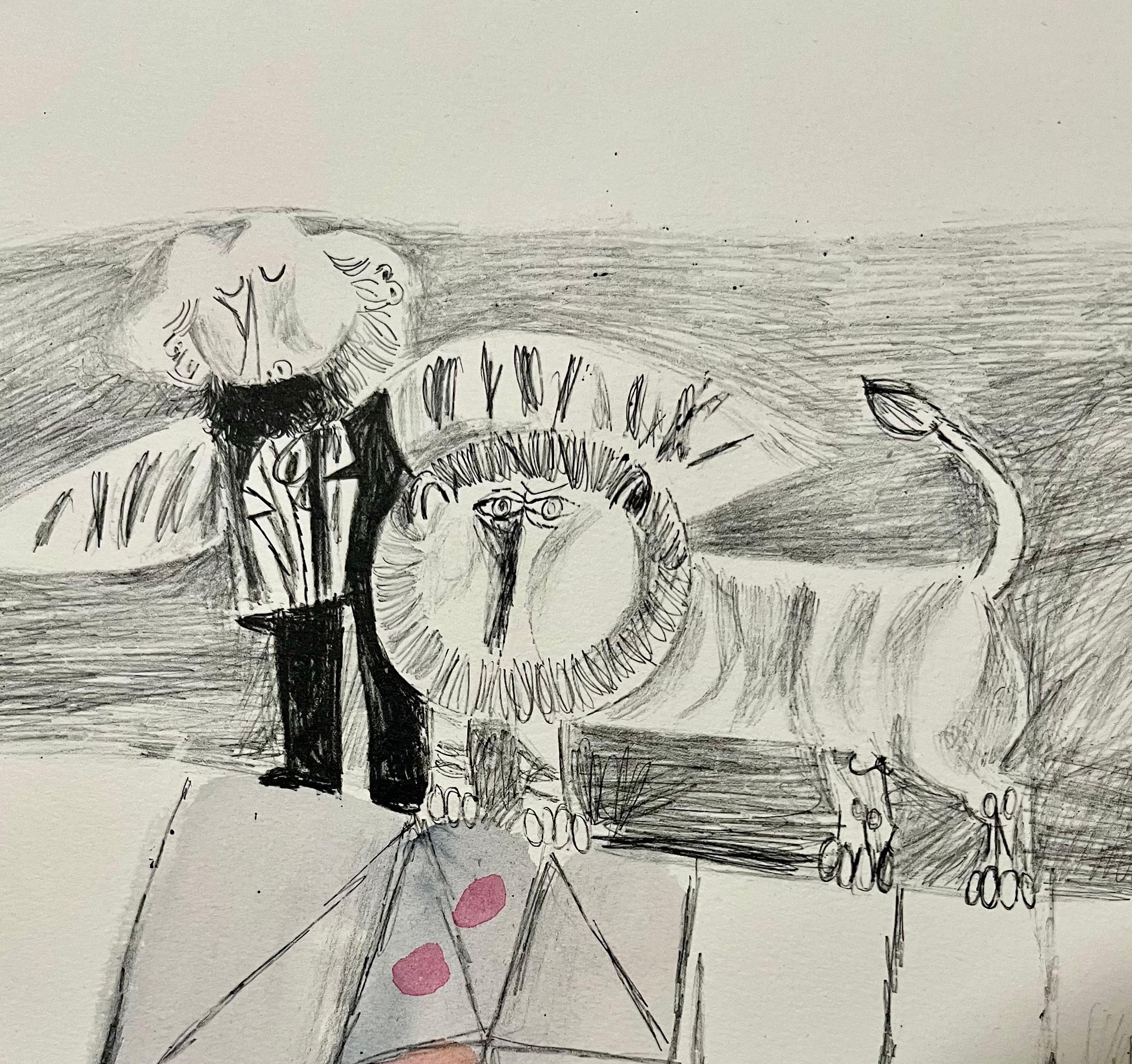 Rare aquarelle juive moderniste israélienne sur lithographie Naftali Bezem en vente 2