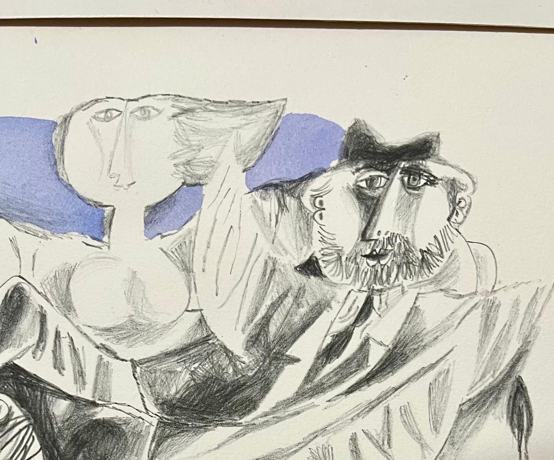 Rare aquarelle juive moderniste israélienne sur lithographie Naftali Bezem en vente 3
