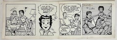 Rare 1950s Original Syndicated Ink Drawing Cartoon Strip Susie Q Smith Comic Art