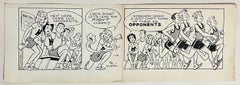 Vintage Golden Age Syndicated Ink Drawing Cartoon Strip Susie Q Smith Comic Art