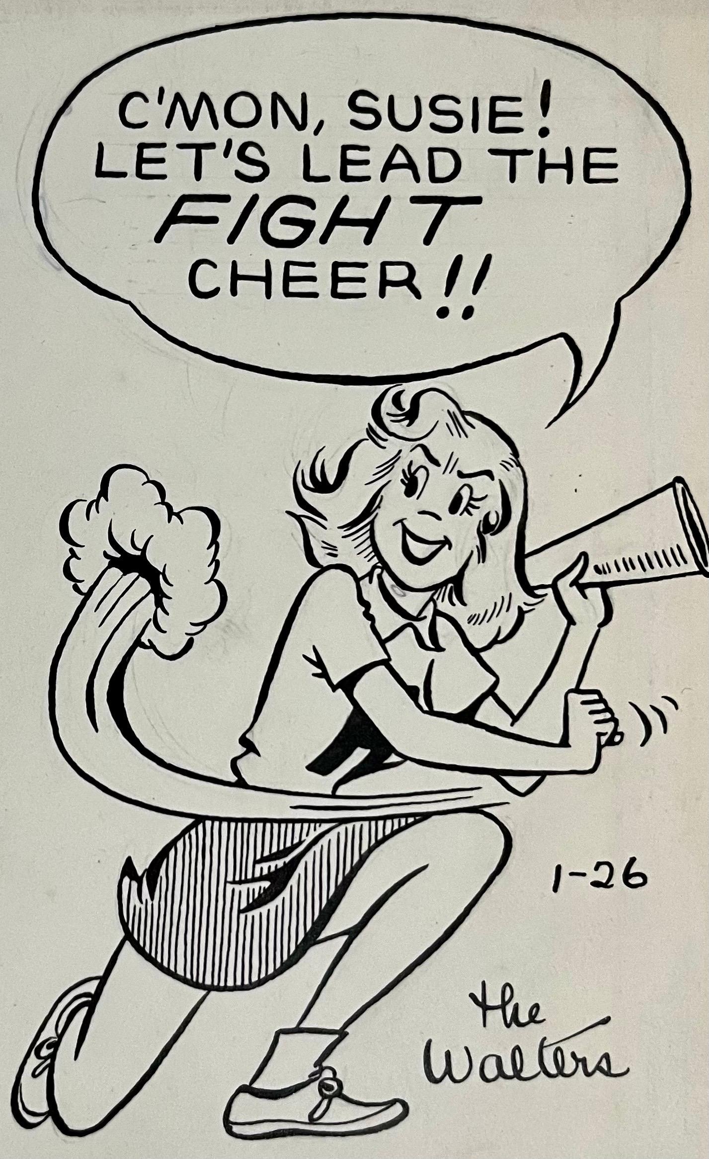 Vintage Golden Age Syndicated Tira cómica de dibujos a tinta Susie Q Smith Comic Art en venta 1