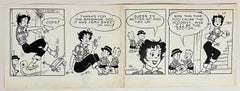 Rare 1950s Original Syndicated Ink Drawing Cartoon Strip Susie Q Smith Comic Art