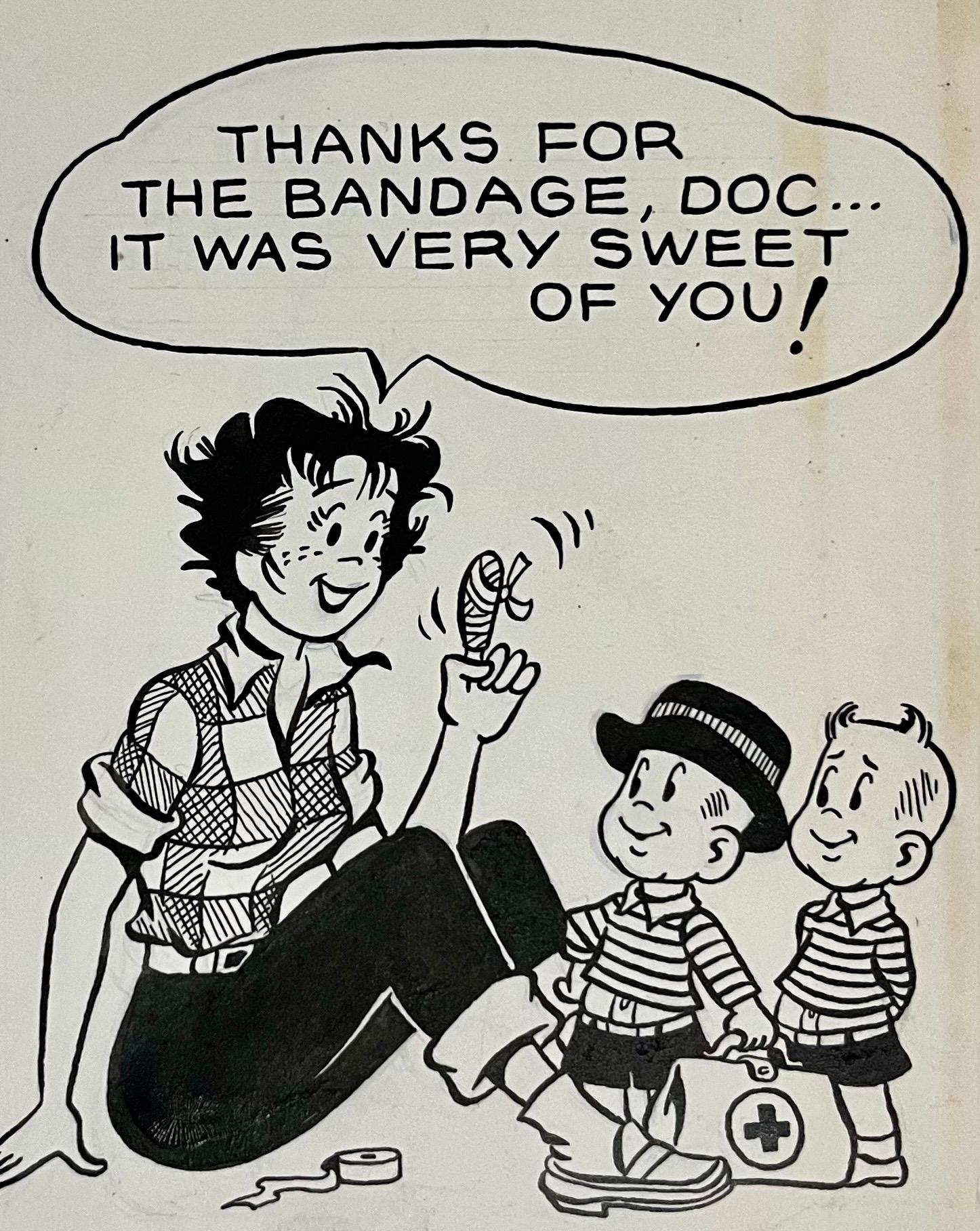 Raro disegno a inchiostro originale degli anni '50 della striscia di cartoni animati Susie Q Smith Comic Art in vendita 1