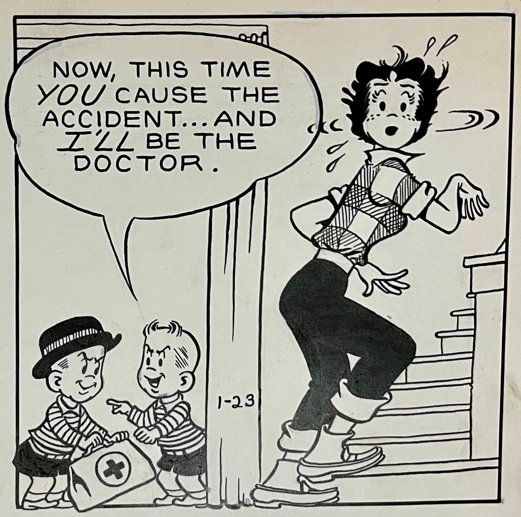 Raro disegno a inchiostro originale degli anni '50 della striscia di cartoni animati Susie Q Smith Comic Art in vendita 3