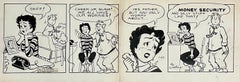 Tira cómica original Vintage Syndicated Ink Drawing Susie Q Smith Comic Art