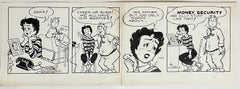 Original Vintage Syndicated Ink Drawing Cartoon Strip Susie Q Smith Comic Art