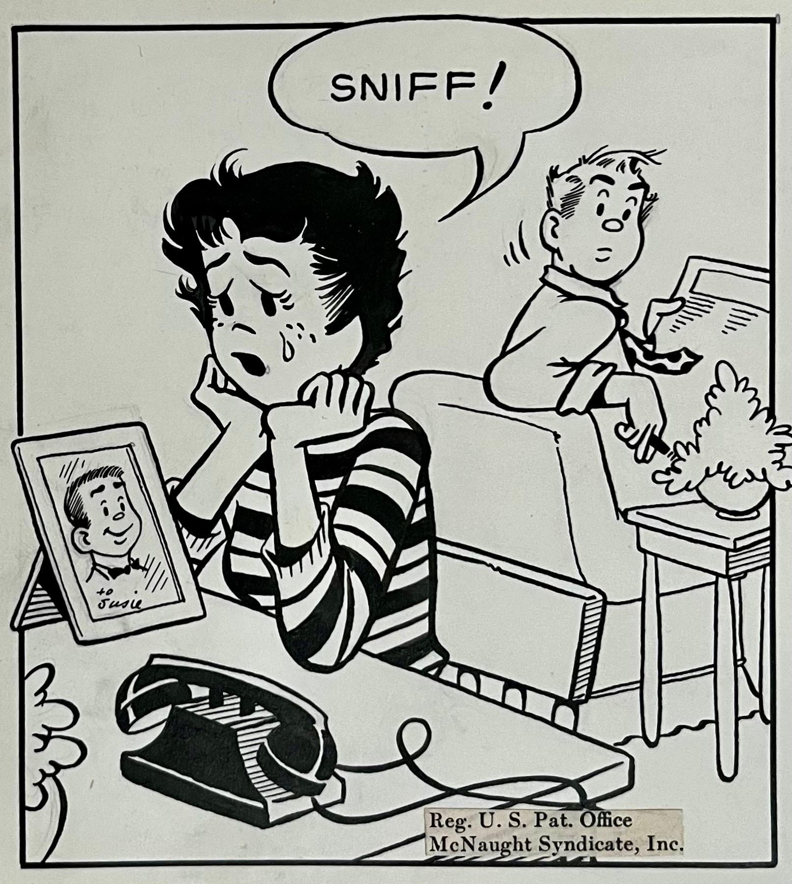 SUSIE Q. SMITH
Media: Fumetti su giornali
Distribuito da: King Features Syndicate
Apparso per la prima volta: 1945
Creatori: Linda e Jerry Walter

6.5 X 18

Come le sue contemporanee, Aggie Mack, Candy e Patsy Walker (prima della sua conversione a