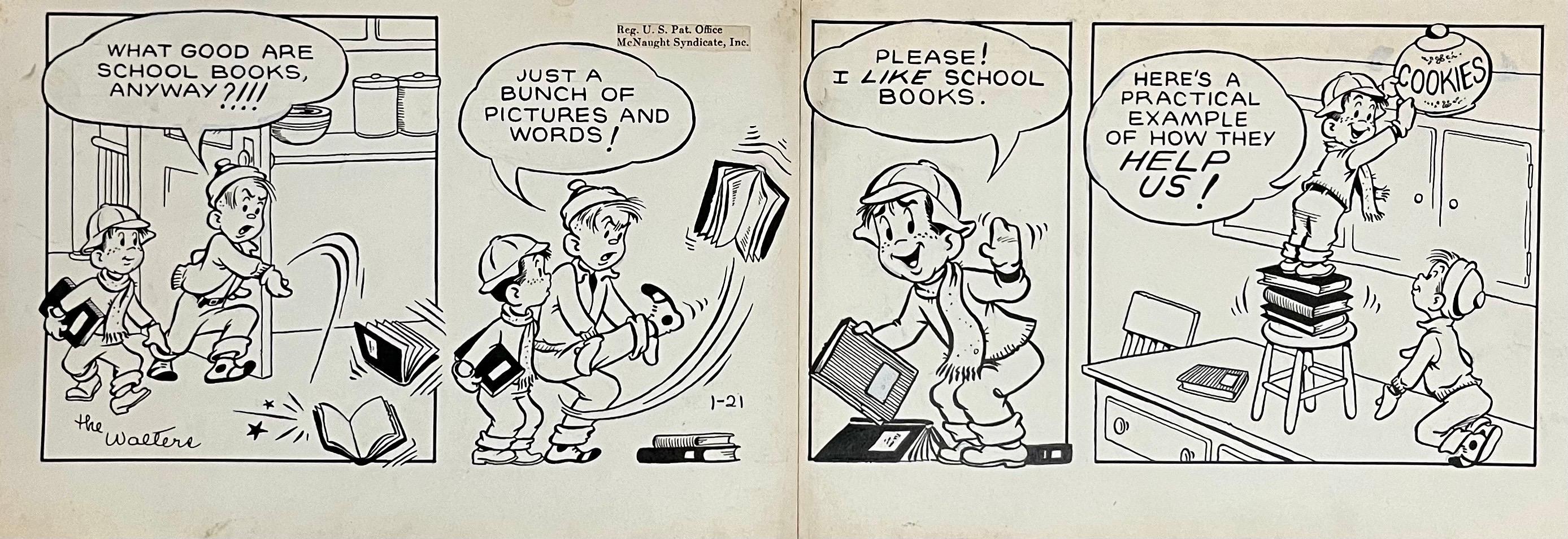 Interior Art de Jerry Walter & Linda Walter - Raro Dibujo Original a Tinta de los años 50 Sindicado Tira cómica Susie Q Smith Comic Art