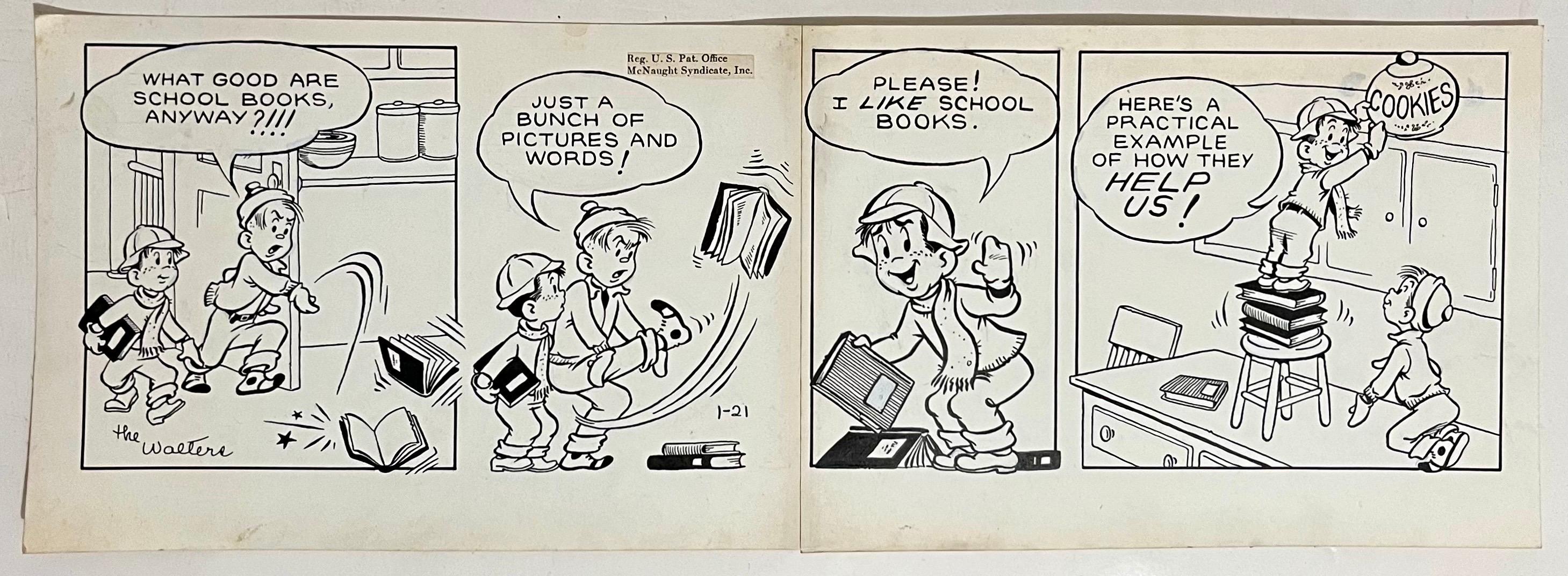 Raro Dibujo Original a Tinta de los años 50 Sindicado Tira cómica Susie Q Smith Comic Art - Interior Art Beige de Jerry Walter & Linda Walter